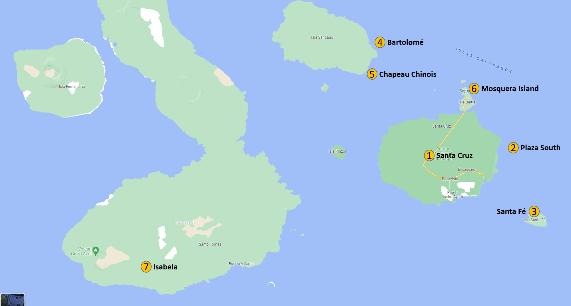 Carte des Galapagos